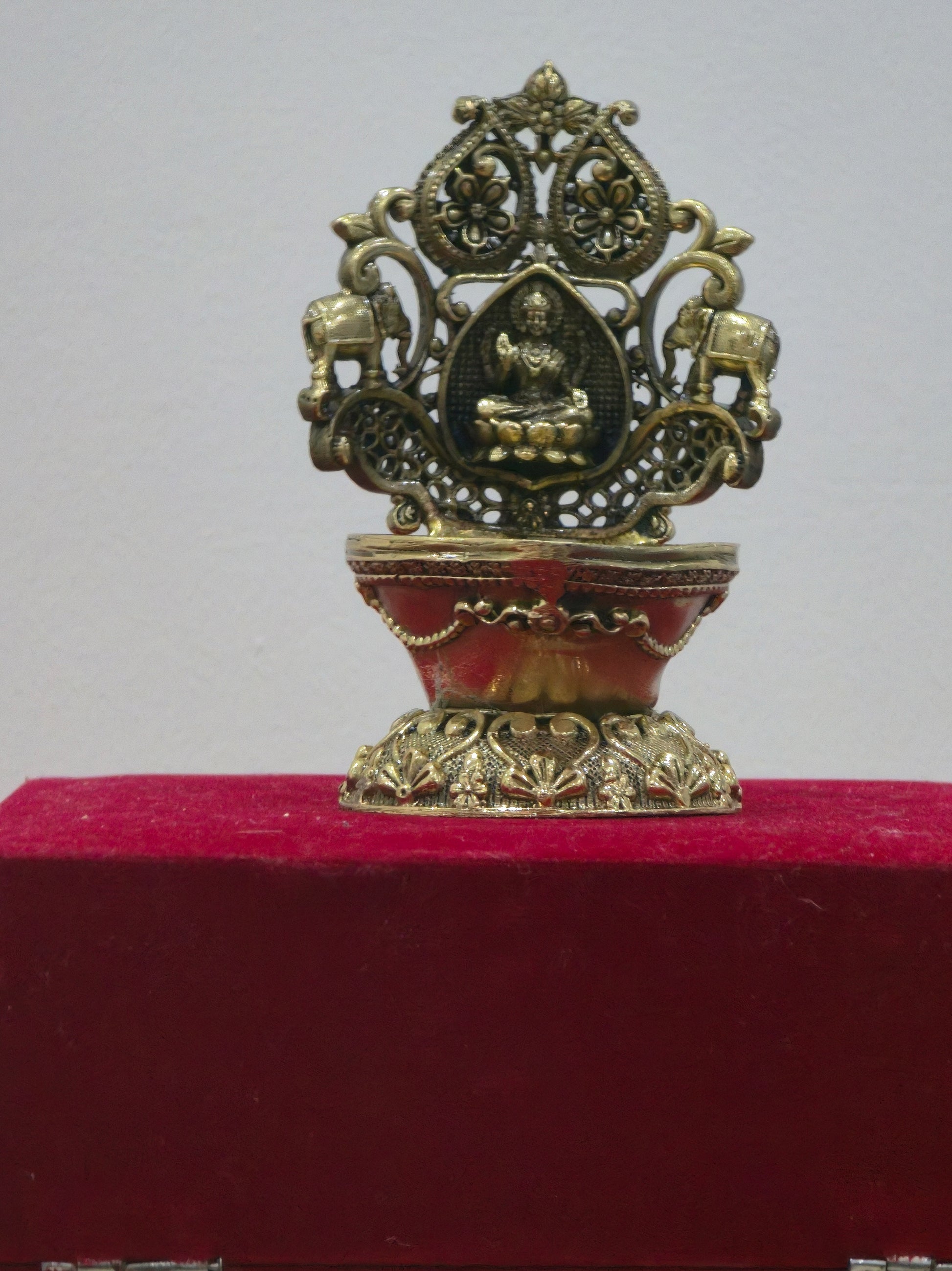 Golden Gaja Lakshmi Diya Decorative Oil Lamp (Big Size)