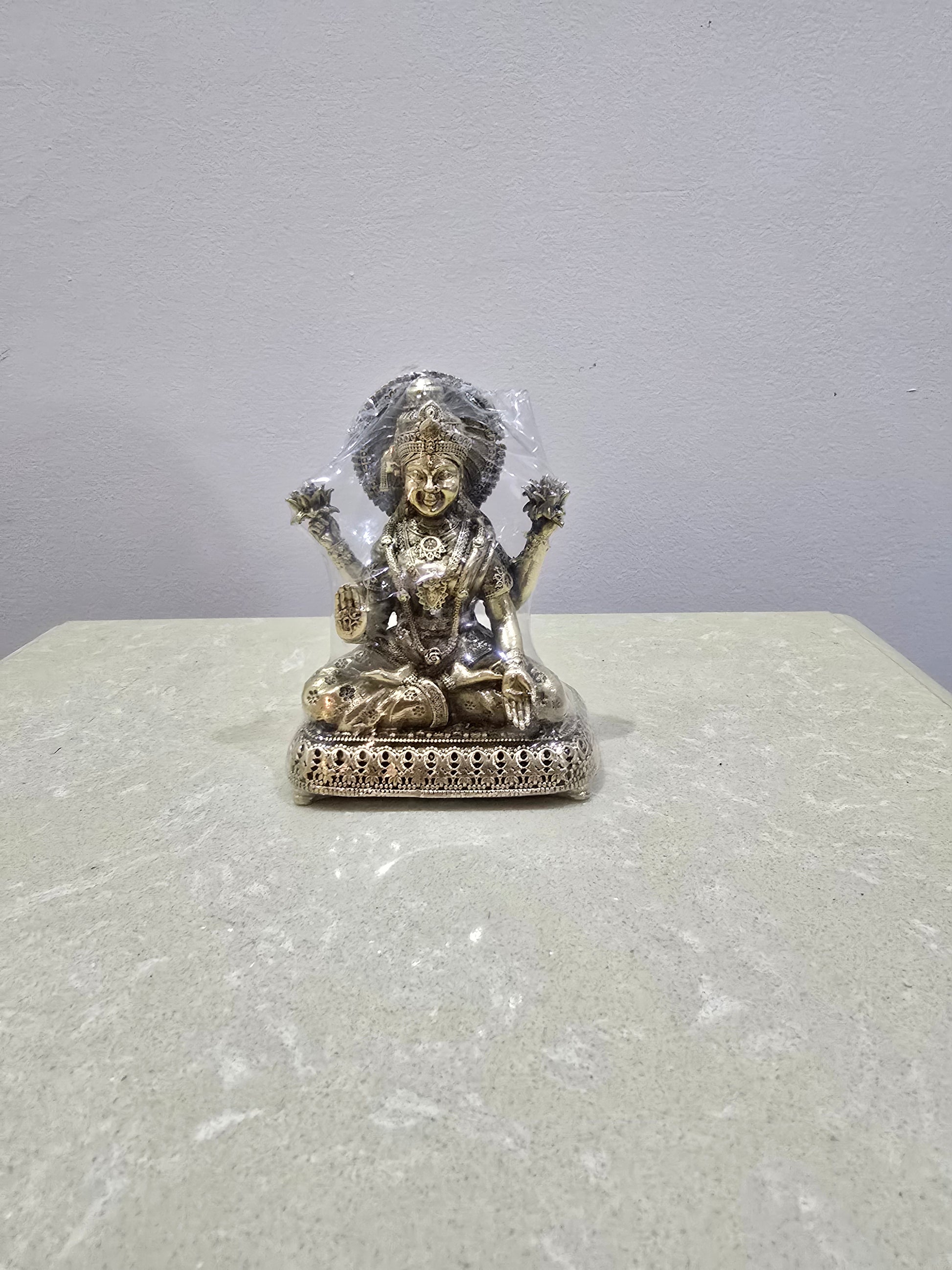 Metal Arts Brass Lakshmi & Ganesha Idol Set – Antique Finish Divine Pair for Prosperity and Wisdom