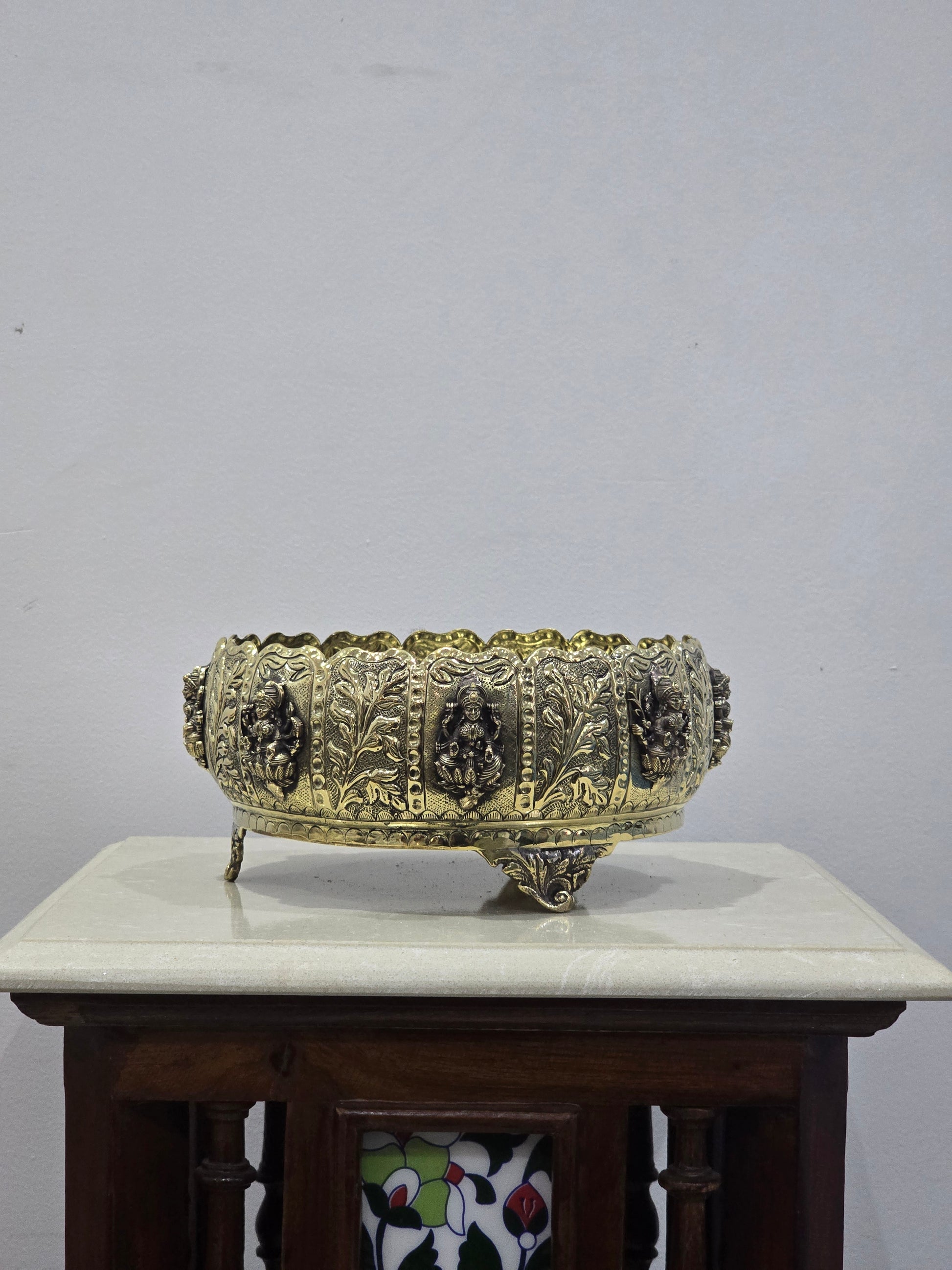 Urli Bowl With Floral Design  (7 inch)