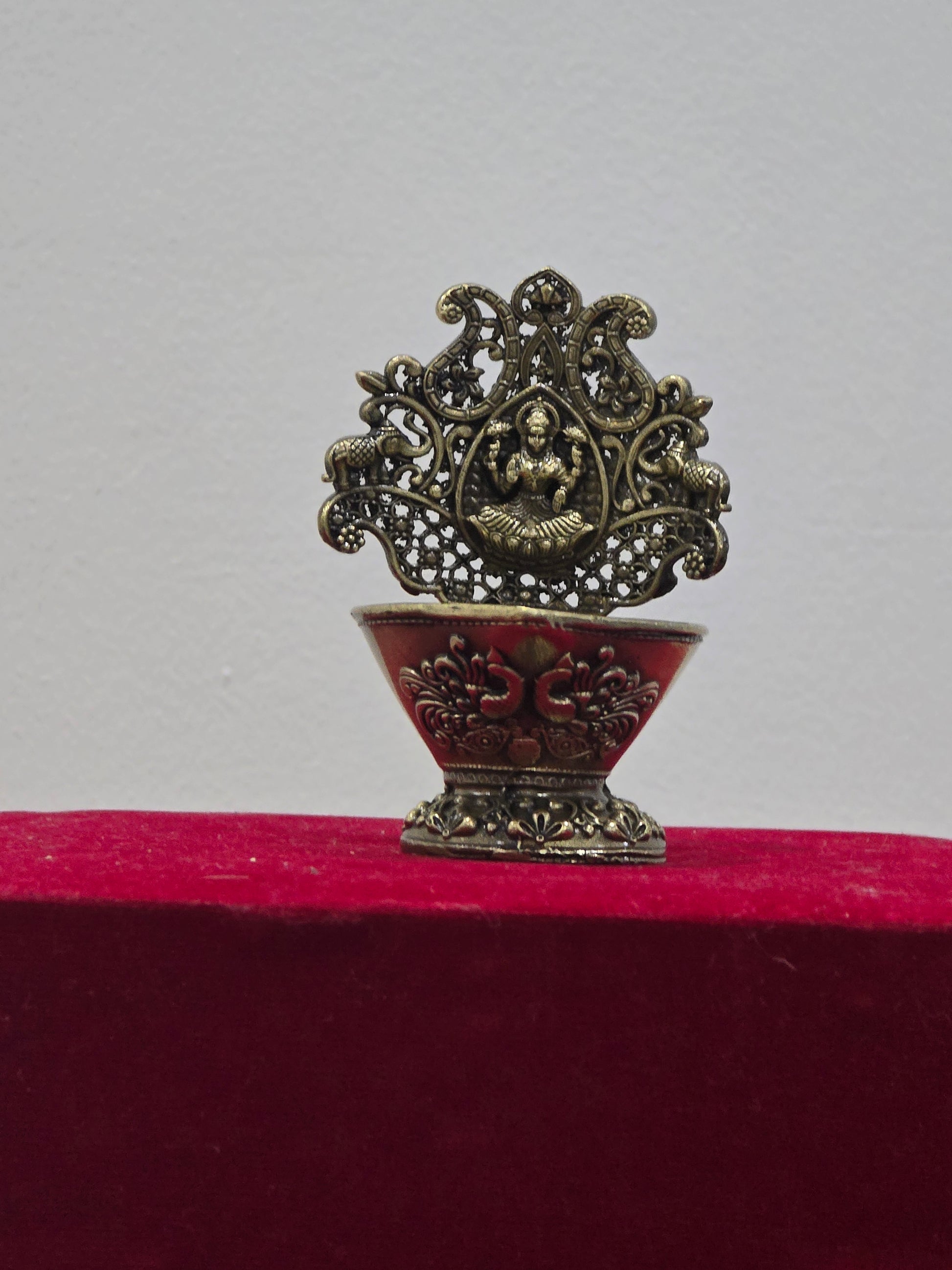 Golden Gaja Lakshmi Diya Decorative Oil Lamp Set of 2 (Small Size)