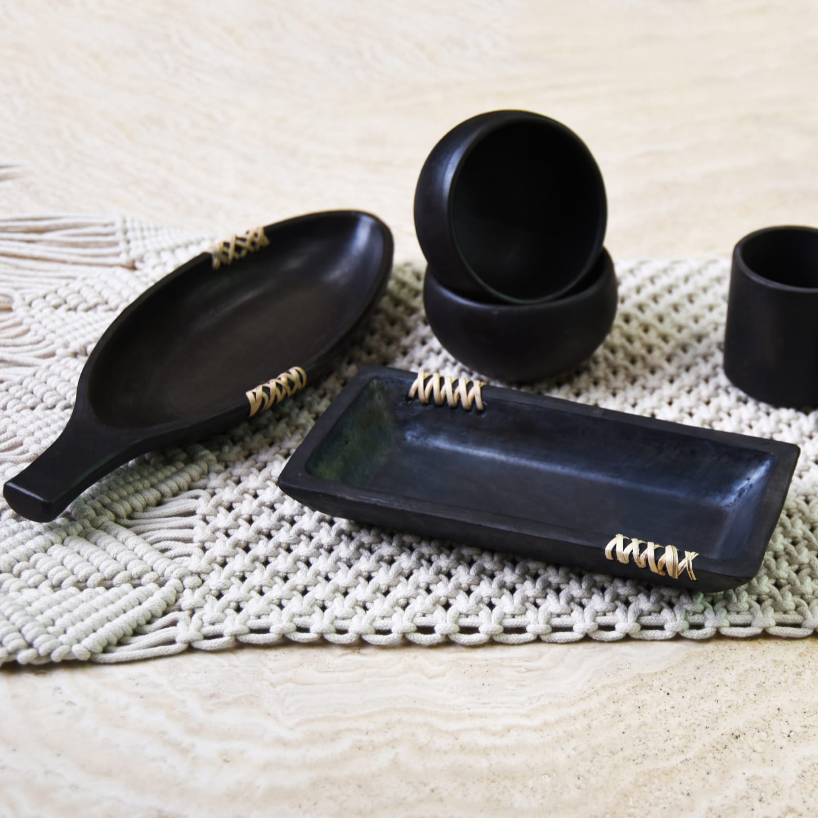 The Threaded Slate Set – Stitched Stone Kitchenware