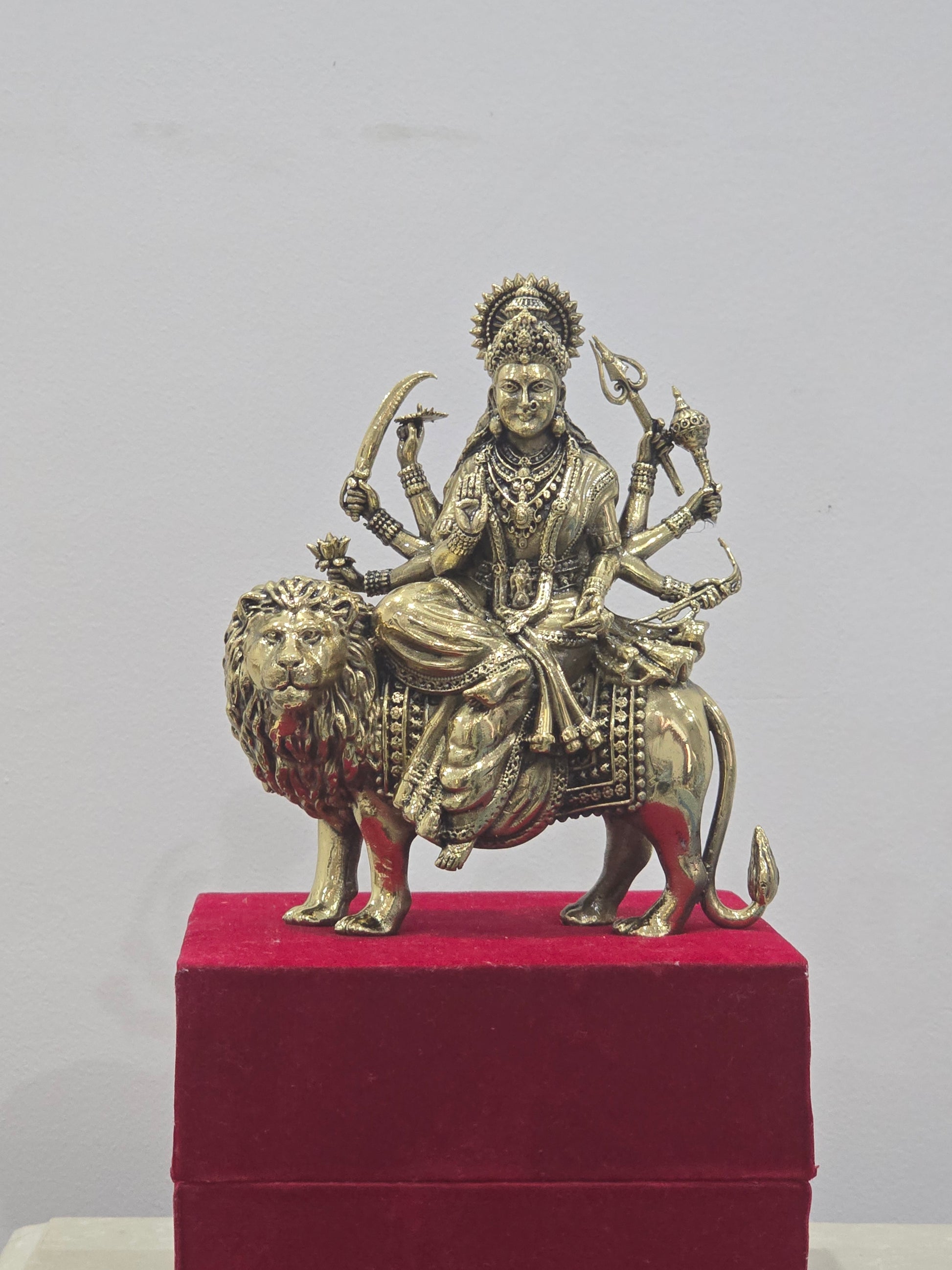 Durga Maa with Lion Idol Hindu Goddess Sherawali MATA Murti MATA Rani Statue Figurine Home Temple
