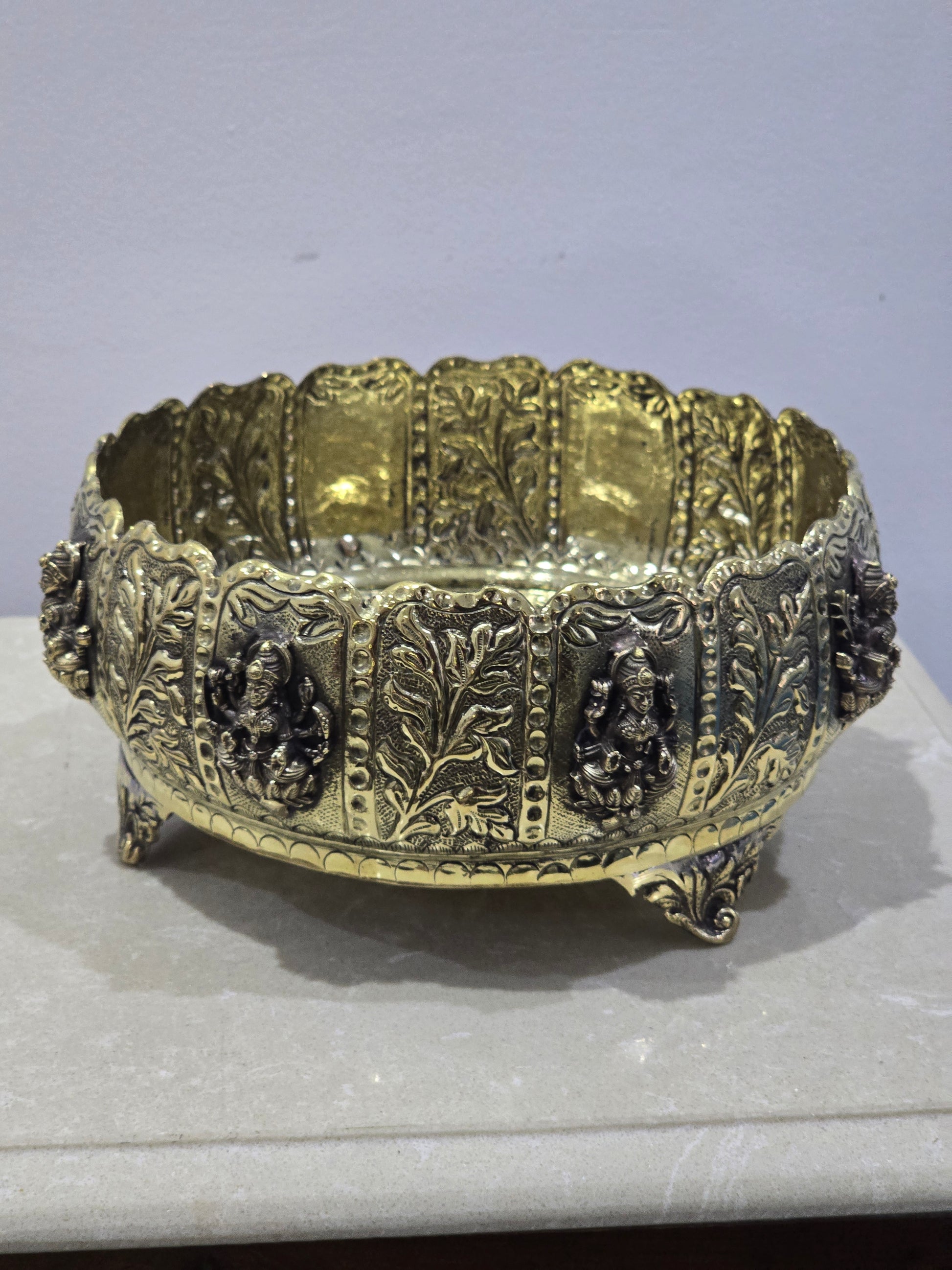 Urli Bowl With Floral Design  (8 inch)