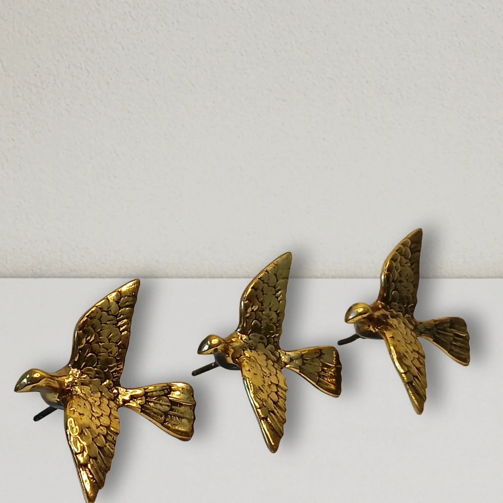 Set of 5 Brass Wall Décor Birds in Flight