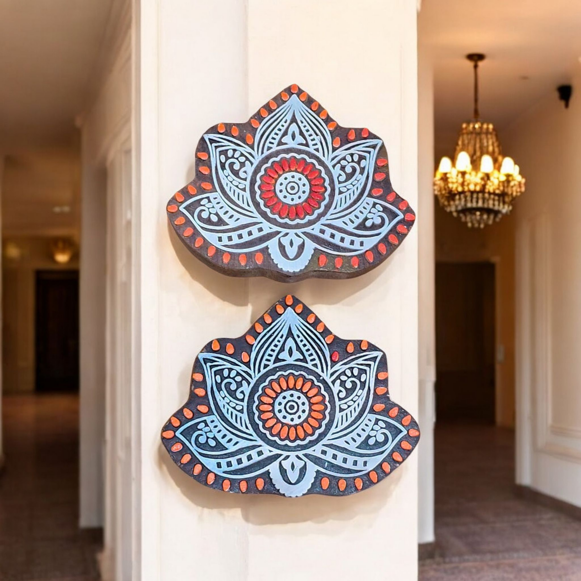 Hand-Carved Wooden Lotus Wall Decor – Kamalākriti
