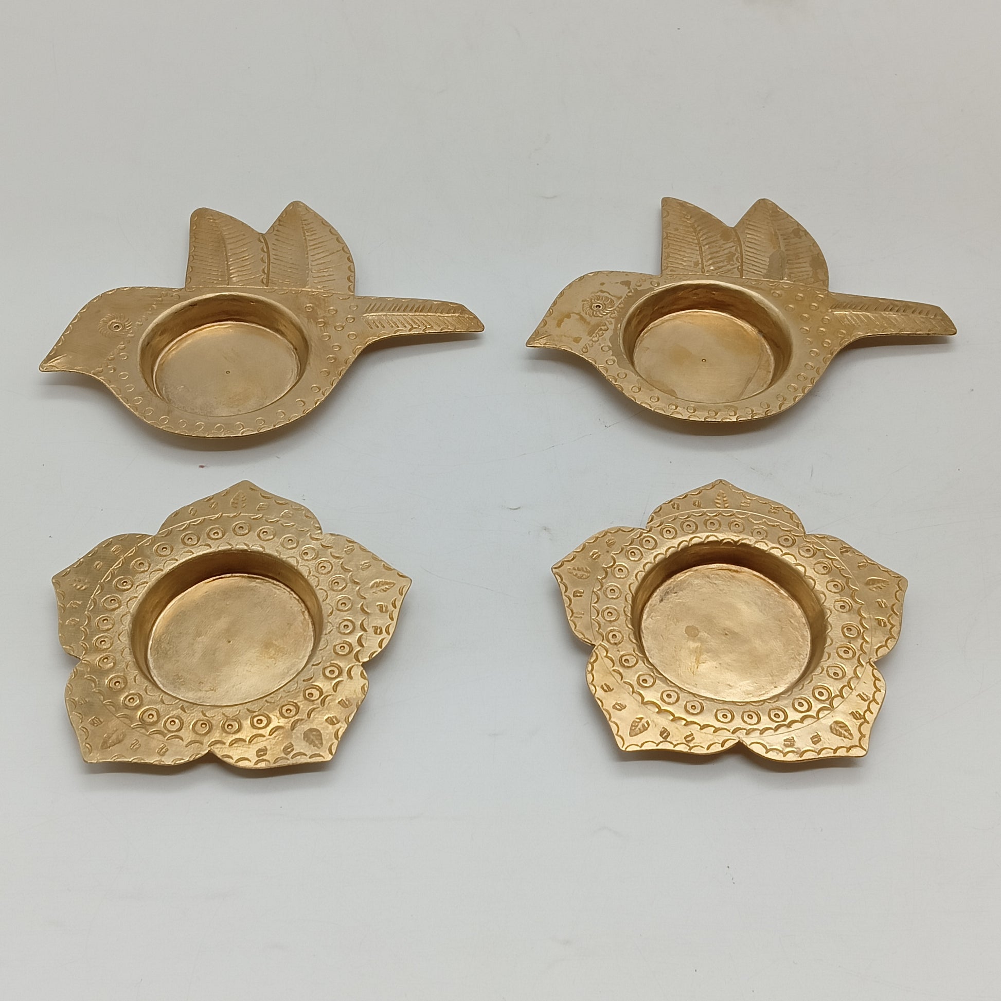 Wings & Petals Brass T light holders (Set of 2)