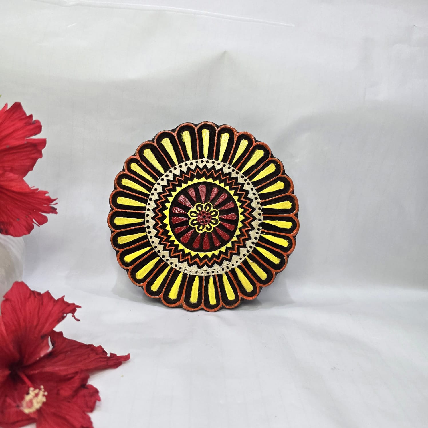 Sheesham Wall Plate Mandala Colored